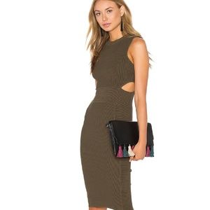 VICI Cut Out Army Green Ribbed Dress